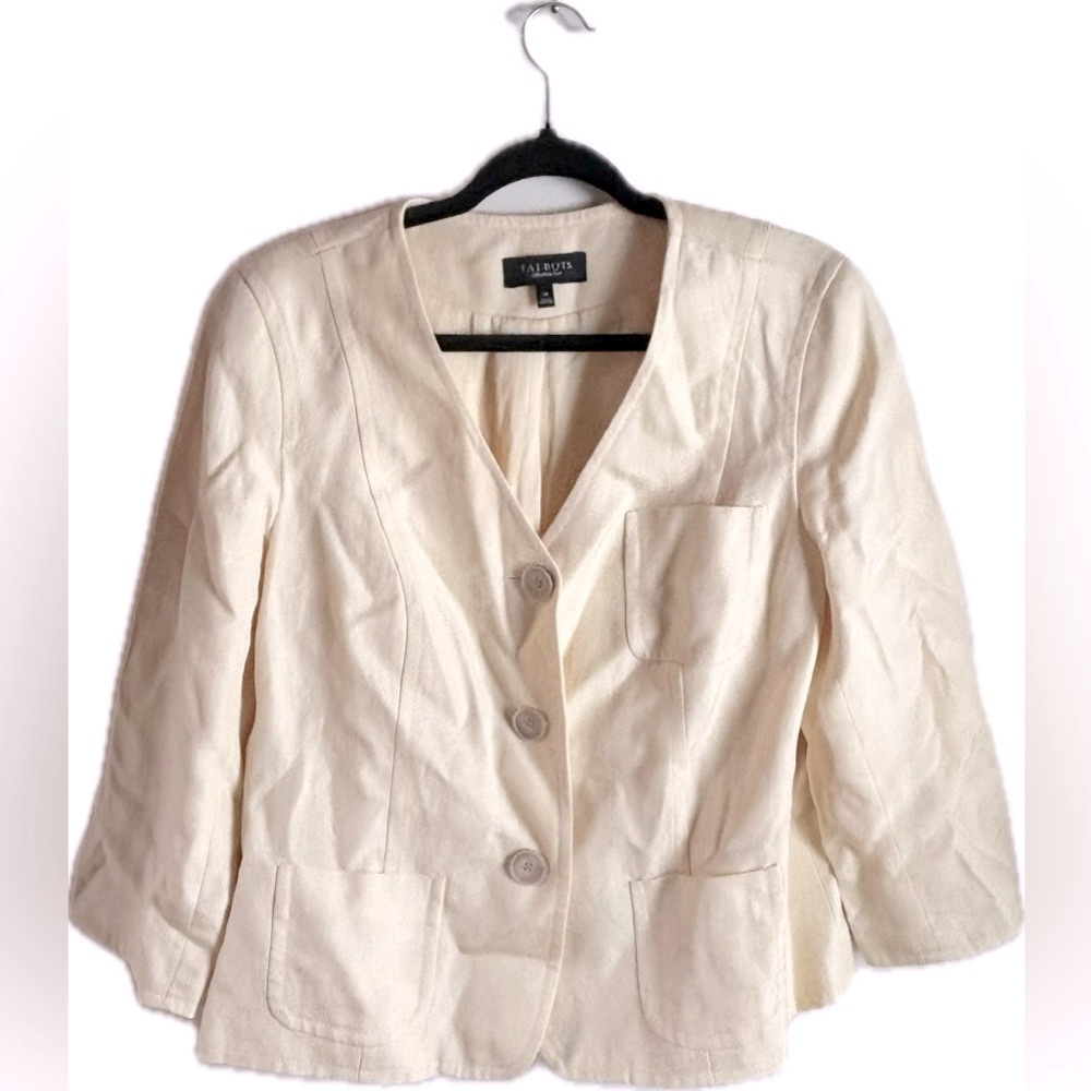 Talbots Ramie Blend Light Yellow Blazer